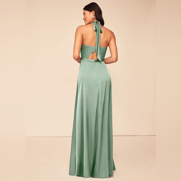 Azazie DELMAR Stretch Satin in Agave - Picture 3 of 4